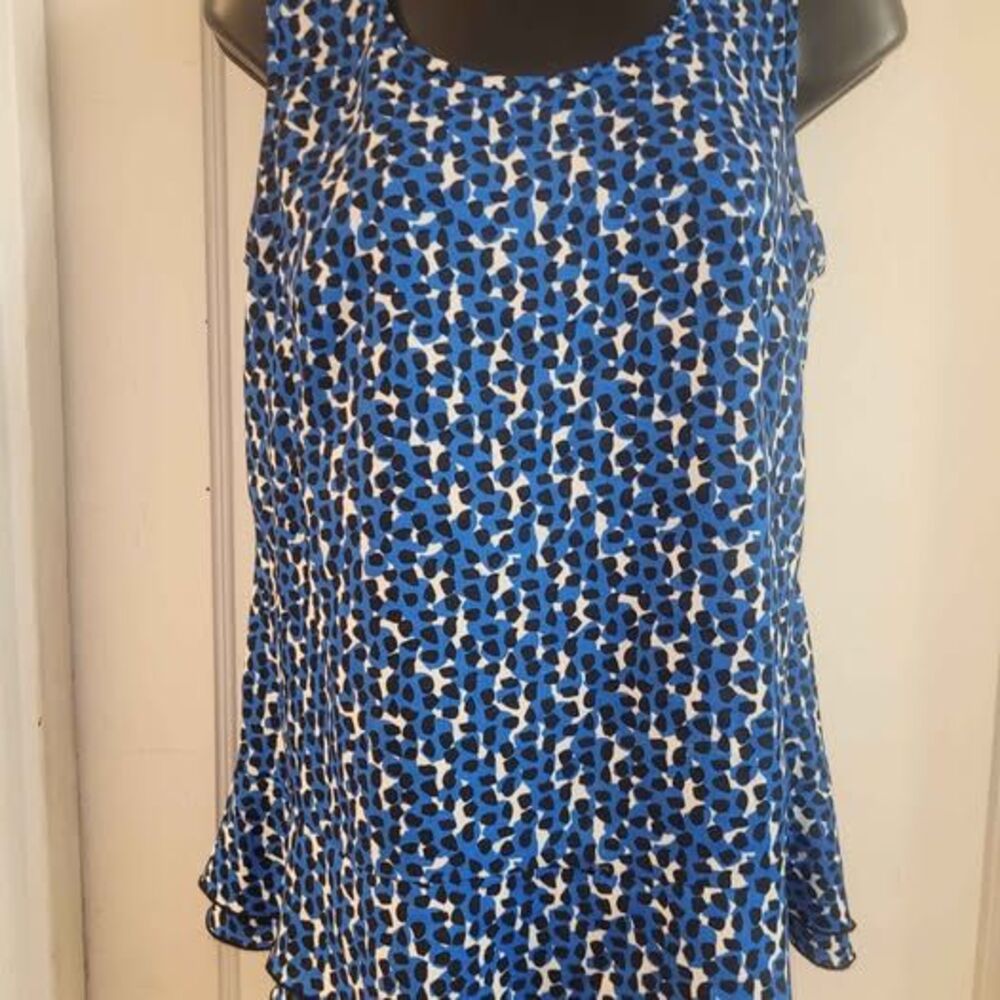 Ann Taylor Size 8 Blue Animal Print Sleeveless Blouse